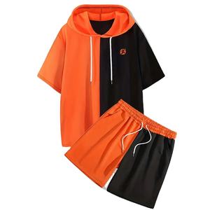 Conjunto Deportivo de Dos Piezas Personalizado con Capucha y Logotipo Estampado para Hombre, 100% Algodón, Sudadera con Capucha y Pantalones Cortos - Product Image 1