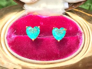 Green Emerald Heart Stud <b>Earrings</b> Small Tiny Design 925 Sterling <b>Silver</b> 14K Gold Plated Butterfly <b>Back</b> Fine Jewelry - Product Image 2