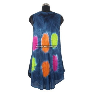 Nuevo Vestido de Rayón con Cuello Redondo y Estampado Tie Dye para Mujer, Vestido Largo Maxi Hecho a Mano con Tirantes y sin Mangas - Product Image 1