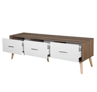Meuble TV contemporain en panneaux de particules MDF de Malaisie avec pieds en bois massif, 5054 tiroirs de rangement, pour salon et hôtel, compatible téléviseurs 45-49 pouces