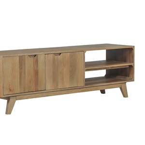 Mueble para TV Vandana Ivory Living de 170 cm en madera maciza de mango, estilo escandinavo Elyka con puertas dobles y nichos - Product Image 3