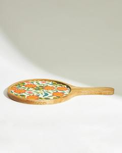 Plateau à pizza rond en bois naturel de haute qualité, planche à découper épaisse en bois pour la maison et la cuisine, en provenance d'Inde - Product Image 2