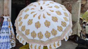 Sombrillas de jardín impresas a mano, parasoles de jardín, sombrillas para exteriores, sombrillas decorativas para bodas, parasoles tribales hechos a mano en India. - Product Image 4
