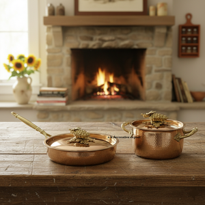 Food Grade Hammered Metal Casserole Pot <b>Pan</b> Set Ornate Gold Handle <b>Stainless</b> <b>Steel</b> Induction Cookware Eco-Friendly Europe Design - Product Image 6