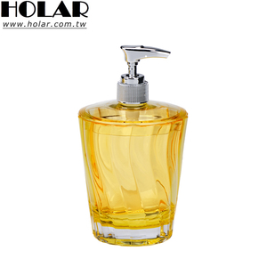 [Holar] Taiwan Made Premium Hotel Collection 400ml Shatterproof Clear Yellow Acrylic Plastic <b>Soap</b> Bottle with Pump - Product Image 1