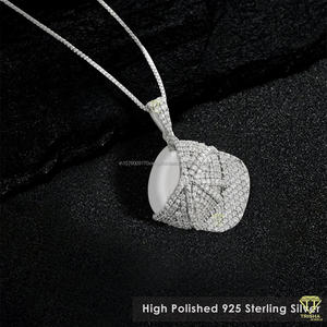 Premium Moissanite Diamond Helmet Pendant In 925 Sterling Silver Bling Hip Hop Fashion Jewelry Necklace For Men Women - Product Image 2