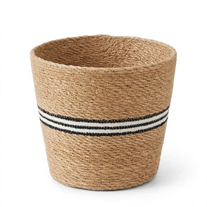 Panier de jardinage en jonc de mer fait main, tressé, minimaliste, écologique et durable, avec rayures bleues, pour la maison, exportation du Bangladesh - Product Image 5