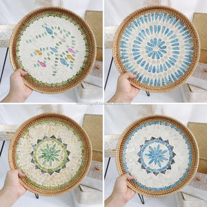 ราคาร้อนเวียดนามขายส่งธรรมชาติตกแต่งที่ให้บริการถาดแม่ของมุกหวายถาดสำหรับเวลาชา - Product Image 3