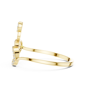 Anillo de oro macizo de 14k para mujer con diamante de corte redondo minimalista de doble forma redonda, ideal para regalo, compromiso, aniversario, boda. - Product Image 2
