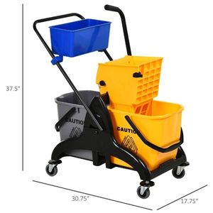 Dual Buckets 55 Quart Cleaning Cart Convenient Dual Bucket Design for Efficient Cleaning - Product Image 2