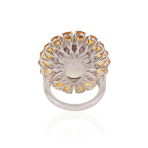 Factory Wholesale 925 Sterling <b>Silver</b> Natural <b>Amethyst</b> & Citrine Bold Floral Statement <b>Ring</b> For Women's - Product Image 6