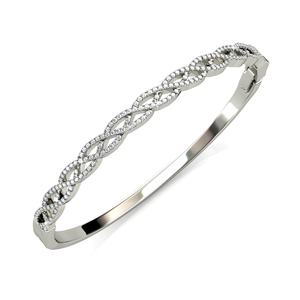 European Braided Twisted <strong>Bangle</strong> Embellished with <strong>Swarovski</strong> Crystals 18k Gold Plated Jewelry Daisini Silver 925 Women Bracelet - Product Image 1