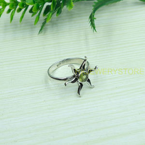 Bague en péridot naturel en argent sterling 925, bague en pierre verte faite à la main, bague de promesse pour femmes, bijoux en péridot de qualité - Product Image 2