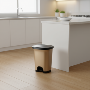 Cubo de Basura con Pedal CUBO de 27L, Tapa Abatible Dorada, Parte Superior Negra, Plástico, Minimalista, Premium - Product Image 1