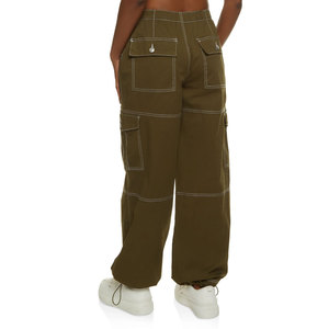 Pantalones cargo acampanados de verano para mujer, estilo nuevo, en color liso, con cintura personalizada, pantalones vaqueros cargo rasgados para mujer en oferta - Product Image 2