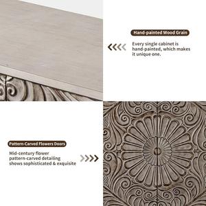 Hand-Carved Mandala Floral Wooden Accent Cabinet - Product Image 4