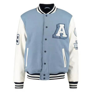 Chaqueta Varsity de Invierno Personalizada OEM con Cuello, Puños y Dobladillo Acanalados para un Ajuste Ceñido, Chaquetas Bordadas Personalizadas para Hombre - Product Image 5