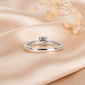 Anillo de Oro Blanco de 14K con Diamante Cultivado en Laboratorio de Corte Cojín y Pavé, Anillo de Compromiso Nupcial, Joyería de Boda, Regalo de Aniversario para Mujer - Product Image 4