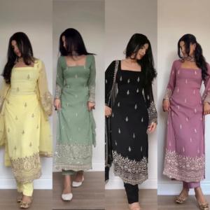 Ensemble Salwar en tissu Georgette tendance, de créateur, style indien pakistanais, dernière collection exclusive pour femme, idéal pour les fêtes, mariages et tenues décontractées. - Product Image 1