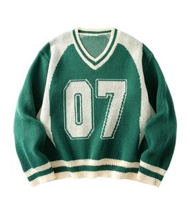 Suéteres de Punto Personalizados OEM ODM con Logotipo Jacquard en la Parte Delantera, 100% Algodón, Holgados, Casuales, para Hombre, Transpirables, Antiarrugas, de Secado Rápido, 400g - Product Image 1