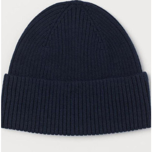 Unisex Solid Color Beanie <b>Hat</b> 100% Acrylic Winter Cap Casual Style for Adults <b>Navy</b> Blue Ribbed Knit Design - Product Image 2