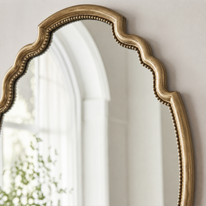 Antique <b>Gold</b> Scalloped Wall <b>Mirror</b> Beaded Frame Decorative Vintage <b>Mirror</b> for Living Room Bedroom Home Decor - Product Image 1