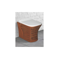 Vente directe usine – WC moderne en céramique avec base bleue, motif floral imprimé, double chasse et réservoir encastré