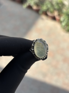 Natural Prehnite <b>Ring</b> <b>925</b> Sterling <b>Silver</b> Handmade Oval Shaped Boho Trendy Wedding Anniversary Jewelry Gift Her Semi Precious - Product Image 1