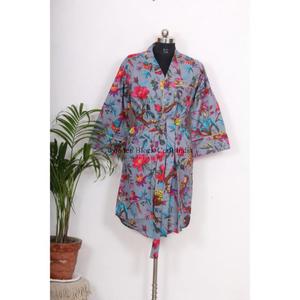 Camisa Kimono Maxi Bohemia de Algodón para Mujer, Estilo Indio, con Cinturón y Botones Decorativos, Ajuste Holgado y Elegante - Product Image 5