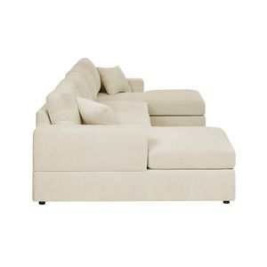 Divano Sezionale a 3 Posti in Corduroy con Doppia Chaise Longue, Comodo per Soggiorno - Product Image 3