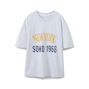 T-shirt graphique New York Soho 1968 pour hommes et femmes, blanc vif, coupe oversize, texte jaune et noir, streetwear, haut d'été HD - Product Image 1
