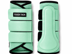 Botas de malla azul marino TOUGH TACK con paneles de PU y ribete negro para protección de las patas del caballo - Product Image 3