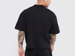 Mens High Quality Boxy Fit Casual Black Color Oversized T-Shirt Half Sleeves High Street 100% Cotton Terry Fabric Eco-Friendly - Product Image 2