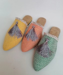 Zapatillas de cuero marroquí para mujer / mule de cuero y tela africana / zapatillas de cuero genuino - Product Image 1