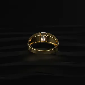 Nouvelle collection de bagues en diamant taille émeraude, or jaune, diamant solide, pour homme, clarté VVS-VS, certifié IGI - Product Image 5