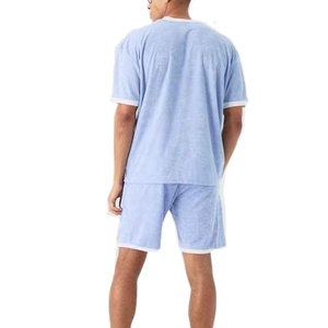 Ensemble T-shirt et short décontracté pour homme, 100 % coton tricoté, 280 g/m², respirant, écologique, avec logo imprimé sur le devant, taille mi-haute, idéal pour la gym - Product Image 4