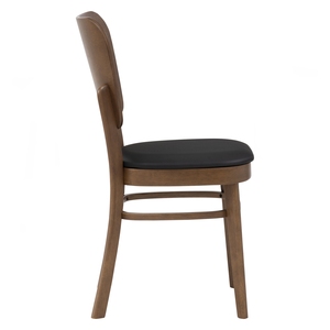 Mid Century Modern Bentwood <b>Backrest</b> Dining Chair Upholstered Vinyl Seat with Sturdy Solid Wood Legs for Commercial Project Use - Product Image 3