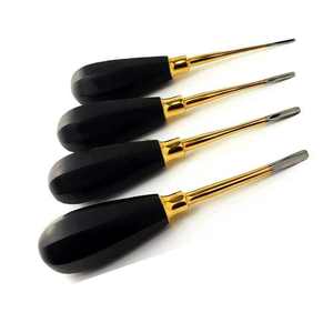 4 Pièces Instruments Dentaires Manuels Réutilisables Lux Elevator 2,3,4,5 mm Droits en Acier Inoxydable avec Poignée Noire Allemande - Product Image 1