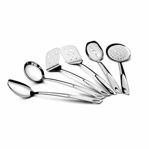 Ensemble de vaisselle en acier inoxydable massif Impressa, 6 pièces, cuillère et fourchette pour serveur de gâteau avec vernis miroir au prix de gros - Product Image 1