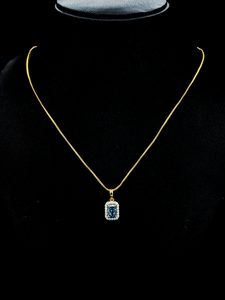 Collar con Colgante de Diamante Cultivado en Laboratorio, Corte Radiante Azul, Chapado en Oro Amarillo de 9K, 1.227 Quilates, para Compromiso - Product Image 1