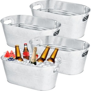 Glacière de luxe en acier inoxydable argenté durable pour refroidir le vin et la bière lors de fêtes, station de boissons polyvalente pour table - Product Image 2