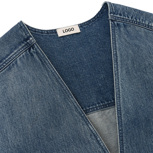 Chaqueta vaquera premium personalizada para hombre sin solapa, de algodón lavado vintage, estilo oversize, ropa de calle, fabricante OEM, marca privada - Product Image 3