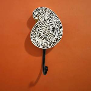 Wooden Block Print <b>Key</b> Holder with <b>Hooks</b> for <b>Wall</b> Decorative <b>Wall</b> Mounted <b>Key</b> Chain Holder for Home Decor - Product Image 2