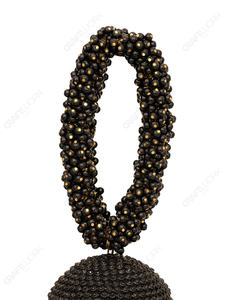 Pochette de soirée de luxe noire entièrement perlée avec anse ovale surdimensionnée et franges à pompons, sac à main de créateur pour mariage et événements. - Product Image 3