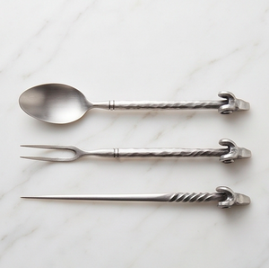 <b>Vintage</b> Style Metal Flatware <b>Set</b> Spoon Fork Skewer Matte Finish Rust Resistant For Wedding Use <b>Cutlery</b> - Product Image 1