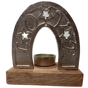 Hermoso soporte de media T-Lite, portavelas de Navidad, figura de Papá Noel de aluminio hecha a mano, ecológica para mesa interior/exterior - Product Image 5