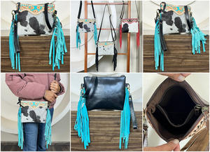 Bolso de Mano para Mujer de Primera Calidad a Precio Mayorista 2026, Bolso de Lujo con Flecos de Cuero Repujado a Mano, Cierre de Cremallera y Correa de Muñeca - Product Image 2