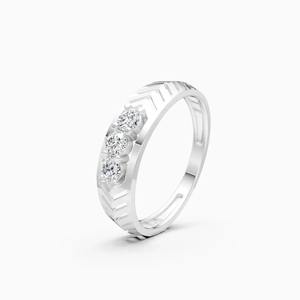 Elegante anillo triple con diamantes cultivados en laboratorio de 0.26 quilates en oro amarillo, blanco y rosa de 9 quilates - Product Image 2