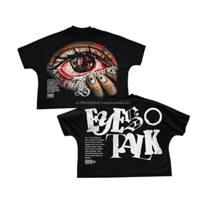 Camiseta personalizada para hombre con estampado de diamantes de imitación, de algodón grueso, estilo urbano, corte holgado, vintage, con lavado ácido y gráfico. - Product Image 1