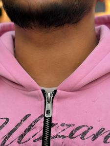<b>Pink</b> Unisex Hooded Zip-Up Fleece <b>Sweatshirt</b> with Digital Printing Oversized Formal Winter Wear 100% Cotton - Product Image 4